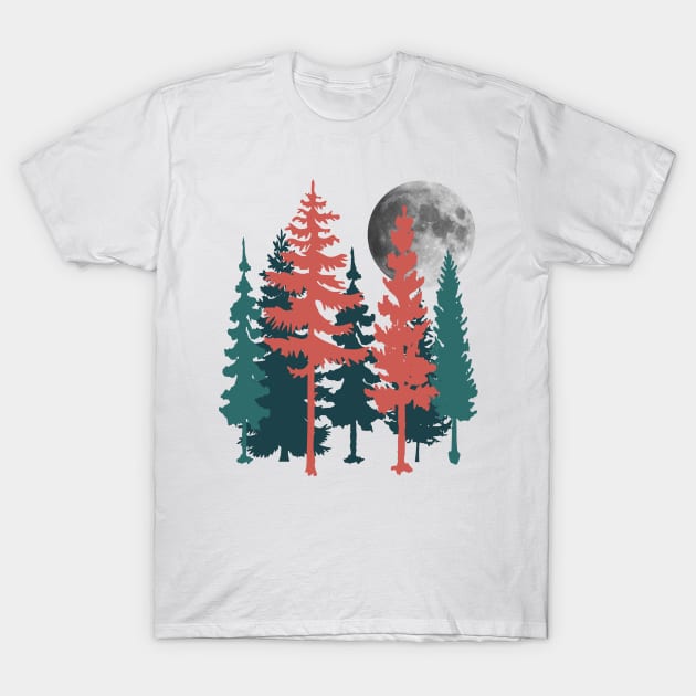 Full Moon Between Trees T-Shirt by PallKris